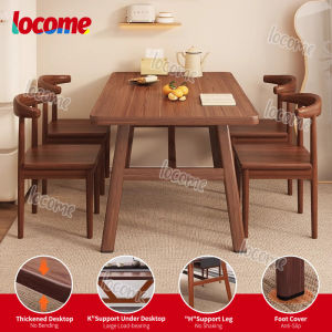 Simple Small Family Dining Table Small Table for 2-6 People Solid Wooden Leg Rectangular Learning Table