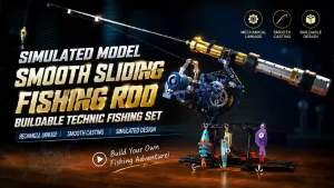 CONUSEA | MOC Fishing Rod Simulation Building Block Kids Toys Water Droplet Wheel Model DIY Assembly Bricks Fishing Toys Ornament Gifts