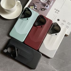 Case for Huawei Pura 70 Pro+ Pura 70 Ultra Luxury PU Leather Phone Case Hard Back Cover Electroplating Frame Fine Hole Lens Film Anti-drop Shockproof Protective Case