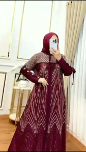 Gamis Brokat Modern Wanita Dewasa Desain Gamis Raisa Elegan Lebaran Terbaru 2025 - Leaid Store