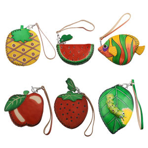 Cute Fruit Coin Purse Pineapple Watermelon Strawberry Fish Pendant Bag Charm For Women Backpack Car Key Ring Decoration Gift