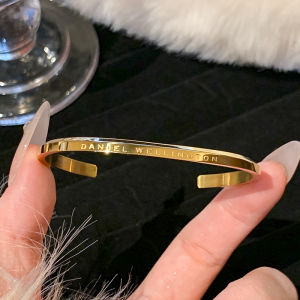 Premium Gold Titanium Steel Bracelet for Women Unique Zirconia Pattern Japanese and South Korean Style Fashion Accessory