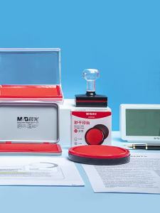 M&G | M&G Quick Dry Stamp Pad Blue & Red Handprint Office Supplies Fingerprint Oil Seal Special Use Press Stamp Box