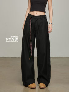 Black Pleated High Waist Wide Leg Casual Pants Womens Autumn 2025 New Commuter Style Loose Slimming Versatile Trendy