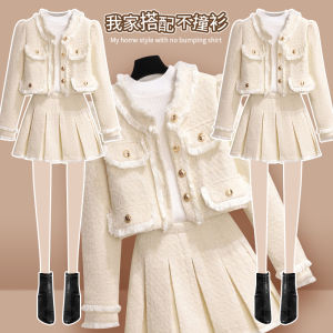 ชุดสองชิ้นสไตล์สตรีทแฟชั่นสำหรับผู้หญิง ชุดฤดูใบไม้ร่วง 2025 ใหม่ ขนาดเล็ก ดีไซน์หรูหรา ดีไซน์เก๋ไก๋ ชุดสองชิ้น