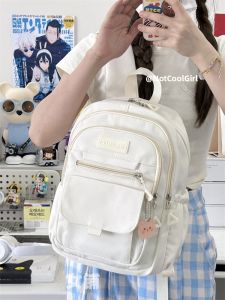 Versatile Travel Backpack Womens School Bag Multi-Pocket Mini Double Shoulder Bag Simple Style Suitable for High School And Junior High