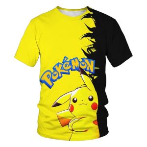 Bandai | Kids 3D Pikachu T-shirt Pocket Monster Cartoon Short Sleeve Tops Summer Casual Wear