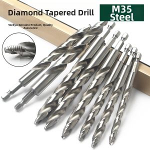 weiligu | Step Efficient Twist Drill Bit for Stainless Steel 1/4 inch Hex Shank