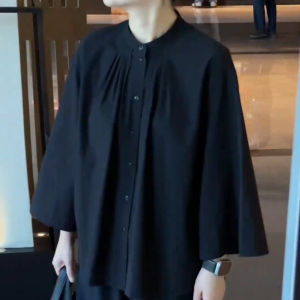 UYFY | Black High Collar Long Sleeve Casual Loose Womens Shirt Autumn New Style Commute Fashion Slimming Comfortable Top