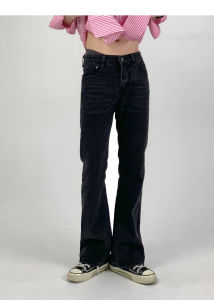 กางเกงยีนส์ทรงขาบานเอวสูงสำหรับผู้ชาย สีเทาดำ กางเกงขายาวทรงหลวม กางเกงขายาวทรงขาบาน ทรงลำลอง สไตล์อเมริกัน ฤดูใบไม้ผลิและฤดูร้อน