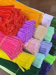 【100pcs】 Colorful Dense Fuzzy Wire Pipe Craft Flower Chenille Stem Diy Toy Twisted Stick