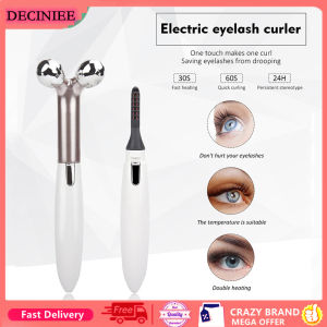 DECINIEE 2 In 1 Electric Face Massager Roller 3D V Face Line Shape Heated Eyelash Beauty Makeup Curler Fine Lines Reduction Skin Firming