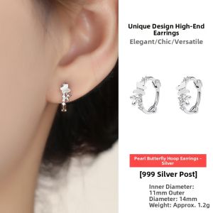 OUGUI | Unique Pearls Sterling Silver Butterfly Earrings