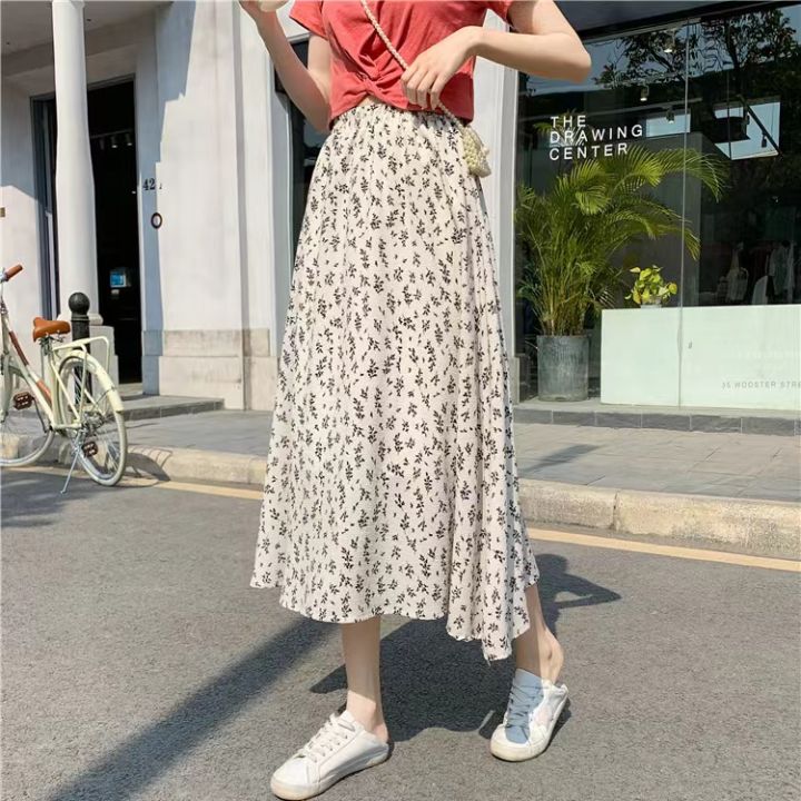 Small Fresh Floral Half-length Skirt Long Skirt 2021 New Retro All
