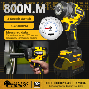Electric Goddess 800N.M Cordless 4800rpm Brushless Electricity Impact Wrench Power Tool For Makita 20V Battery ﻿