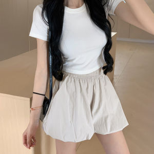 miiow | Cat Lady Summer New Lightweight High Waist Slim A-Line Casual Shorts Loose Lantern Skirt Womens Fashion Three-Quarter Length Pants