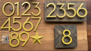 125mm Floating House Number Outdoor 5 Inch Black/Golden Zinc Alloy Number 0-9 Apartment Door Numbers Mailbox Address Sign With Screws