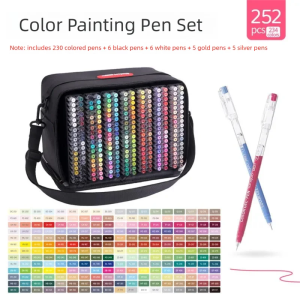 Languo 234/216 Color Gel Pen Set with Storage Bag Acrylic &Glitter Gel Pen for Canvas Drawing DIY Doodling Journaling Paint Pens