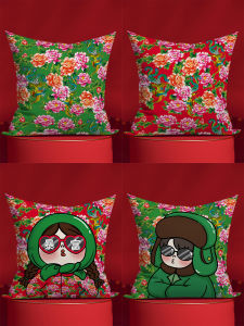 New Year Floral Velvet Pillow Restaurant Decorative Cushion Rural Leisure Bar Northeast Style Square Pillow Home Decor