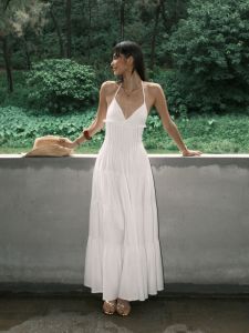 audwyn | Vintage French Style Elegant Vacation Long White Dress
