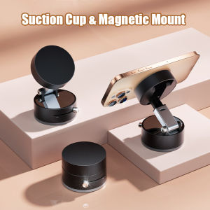 [Ready Stock] Magnetic Phone Holder Car Mounted Magnetic Phone Holder Foldable Vacuum Suction Cup 360 ° Rotating Phone Holder 磁吸手机支架 车载手机支架