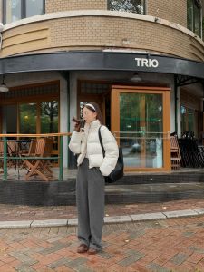 High Waist Elastic Waist Casual Pants Womens Winter Fashion Straight Leg Slimming Grandmother Pants Wide Leg Trousers