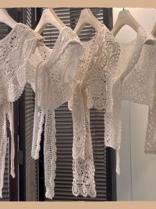 Áo Len Dệt Kim Mỏng Kiểu Hàn Quốc Mùa Xuân Hè Cho Bé Gái Áo Khoác Ngoài Ren Khoét Rỗng Đa Năng Quần Áo Nữ Áo Khoác Ngoài