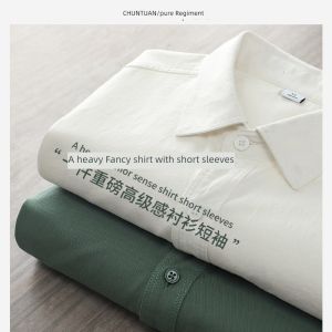 Áo Sơ Mi Nam Cao Cấp Mặc Ngoài 2023 Cotton Cổ Bẻ Mùa Hè Tay Lửng
