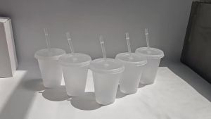 475ml Straw Mugs Cup With Lid Water Cup Drinks Cup Food Grade PP Plastic Reusable Drinks Cup Tumbler Drinkware