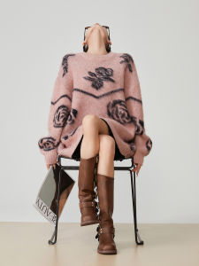 Retro Floral Design Lazy Style Female Knitwear