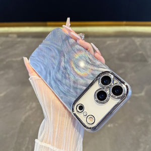 Sparkling Lens Film Acrylic Feathered Gradient Phone Case for iPhone 17 pro Max Full Cover Protection Luxury Creative Design
