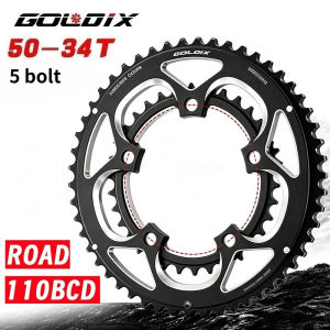 GOLDIX 110bcd chainring 5 bolt 50 34 Double Chainring Road bike Folding For Sram FSA crankset 9 10 11 Speed 110 bcd chainring