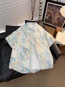 Mens Beach Resort Style Casual Poplin Short Sleeve Shirt