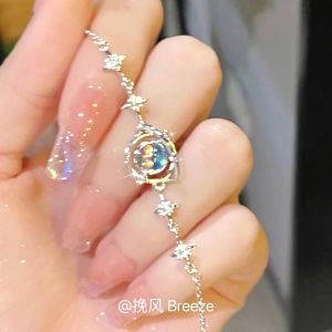 Shining Star River Blue Planet Bracelet for Women Luxury Elegant Stylish New 2022 High-End Feeling Silver Jewelry Accessory