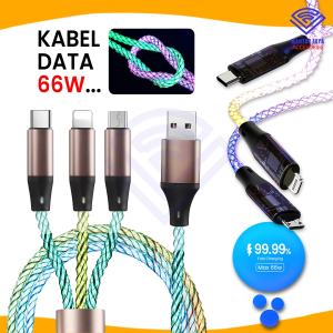 [COD] NANVAN NVN-KD49 KABEL DATA CHARGER CASAN MICRO USB / TYPE TIPE C SUPER FAST CHARGING LAMPU 66W 3IN1