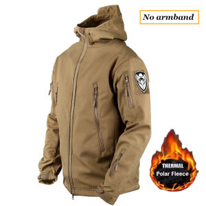 Field Training Jacket Men Fleece Hooded Coats Multi-Pocket Waterproof Sharkskin Soft-Shell Tactical Jackets Winter Outerwear