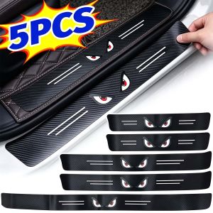 1/5 cái ngưỡng cửa xe hơi bảo vệ PVC sợi carbon TRIM tấm kim loại bảo vệ bảo vệ miếng dán chống trầy xước mắt quỷ Phụ kiện ô tô thân cây bước decal