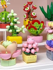 Flower Block Succulent Pot DIY Mainan Balok Buket 3D Puzzle Bricks Hadiah