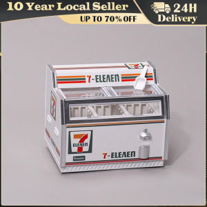 Mini 711 Small Freezer Toy Fridge Magnet Supermarket Miniature Horizontal Freezer Role-Play Ice Cream Toy Decoration Model Simulation 1:12 Simulation Drum Horizontal Freezer Miniature Supermarket Furniture 1/12 Freezer Machine Door Can Be Opened