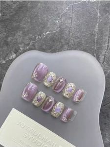 Handmade Nail Art Stickers Autumn Winter Short Style Finished Product High End Feelings Pure Color Nail Tips for Beauty Tools