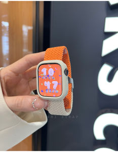 Elastic Nylon Woven Color Block Watch Band Compatible with iWatch Smart Watch Band/Strap for Watch S11 Generation