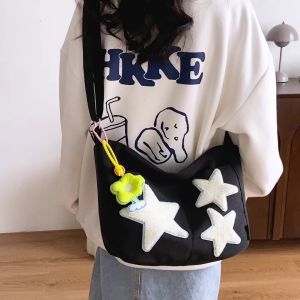 JENL Japanese Casual Canvas Bag Crossbody Bag for Female College Students Large Capacity Messenger Bag