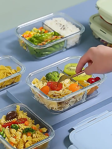 Microwave Safe Lunch Box Resistant Glass Bekas Kaca Makanan Tahan Panas Murah Borosilicate Glass Container 玻璃便当盒