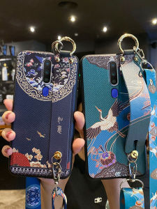 เคสโทรศัพท์ซิลิโคนสำหรับ Oppo A11 A9 A7X A7 แบบครอบเต็มพร้อมสายรัดข้อมือสำหรับผู้ชายและผู้หญิง ป้องกันการตกหล่น