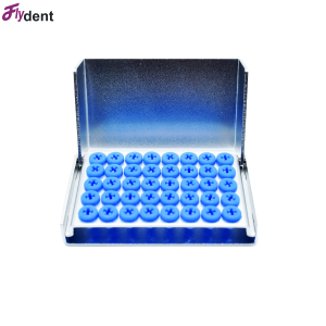 กล่องใส่หัวกรอฟัน 40 ช่อง ทำจากอะลูมิเนียม พร้อมที่วางซิลิโคนกันตก สำหรับจัดเก็บหัวกรอฟัน FG RA