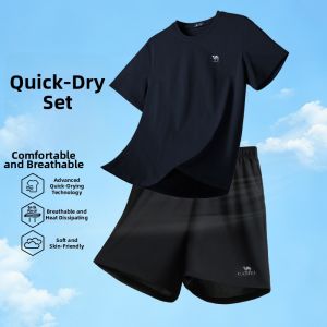 CAMEL | Quick-drying Mens Sport Set Short Sleeve Shorts