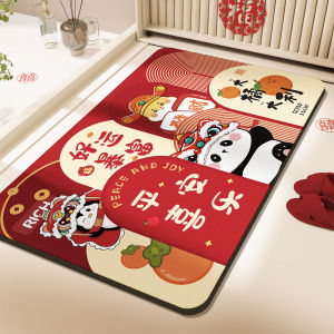 New Year Snake Design Silicon Dendroid Bathroom Mat Water Absorbent Toilet Entrance Anti-Slip Rug Home Decorative Floor Mat
