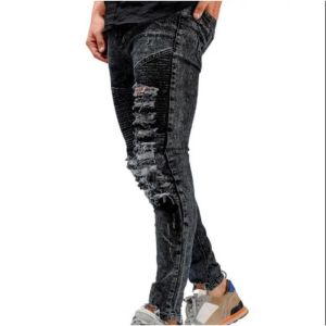 BIKERS RIDER RIPPED CELANA JEANS PRIA SOBEK