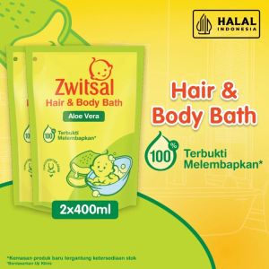 ZWITSAL Baby Bath 2-in-1 Hair & Body Pouch 400ml Twin Pack Isi 2 Pcs