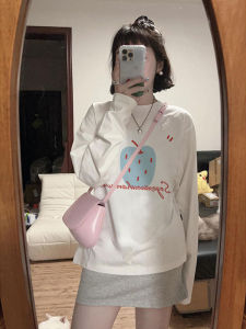 Classy White Letters Print Long Sleeves T-Shirt Female Early Autumn Loose Inner Wear Chic Unique round Neck Pullover Top